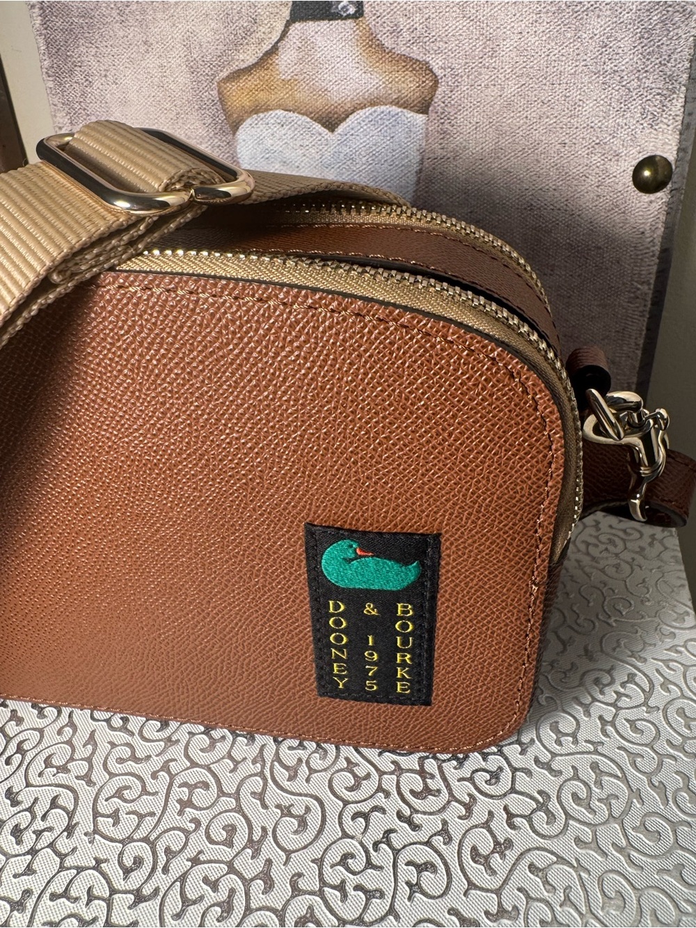Dooney & Bourke Brown Leather Belt Bag with Tan Strap - Picture 2 of 7